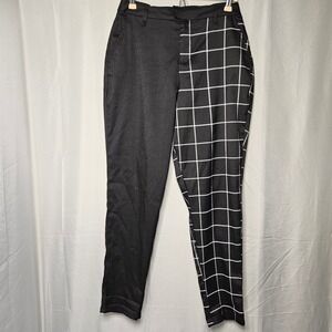 Hot Topic Split Leg Pants Womens Large Black White Grid Plaid Tapered 17637204